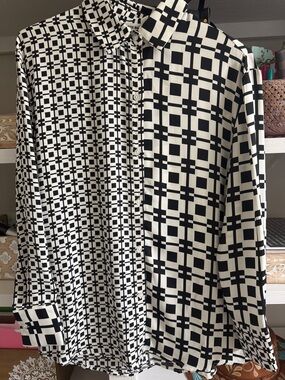 Steve Madden Black/White Geometric button down shirt.  Like new. Size Medium.